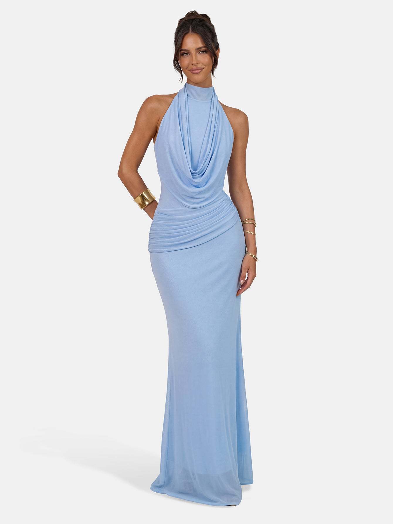 Quanna Green Convertible Halter Neck Maxi Dress