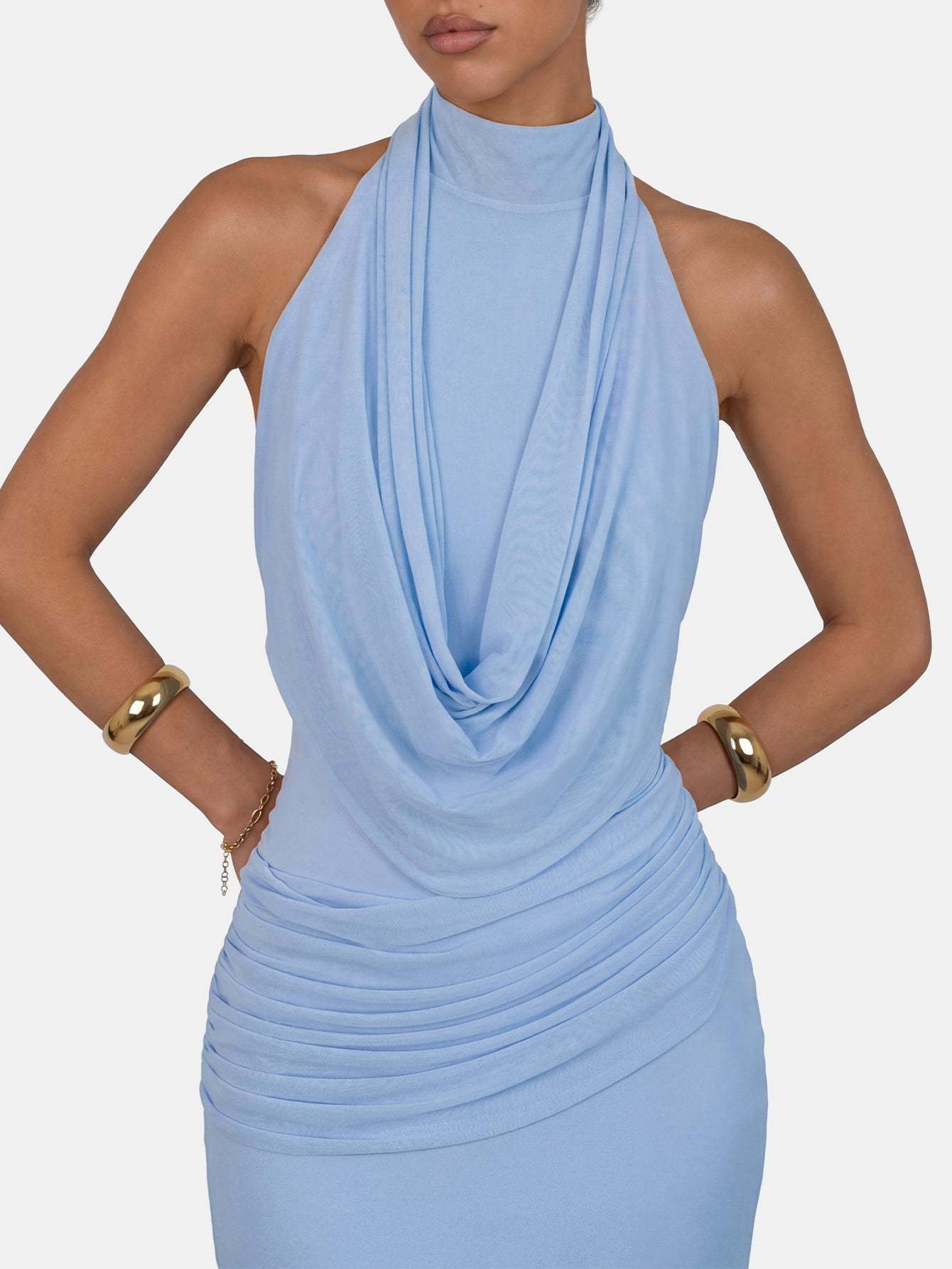 Quanna Green Convertible Halter Neck Maxi Dress