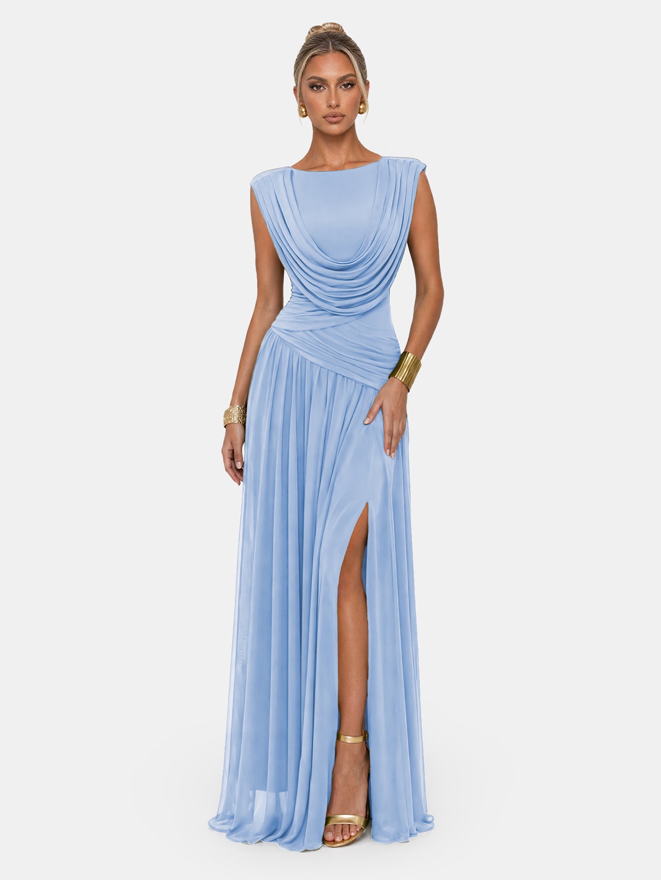 Novia Green Convertible Cowl Neck Maxi Dress