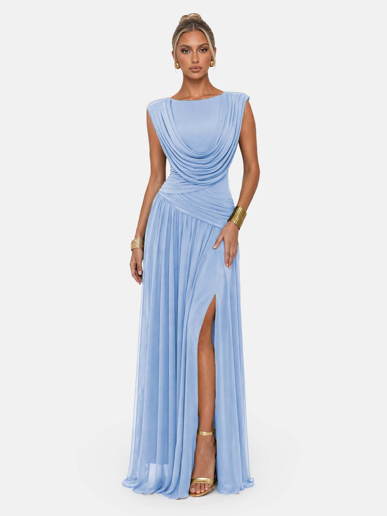 Novia Green Convertible Cowl Neck Maxi Dress