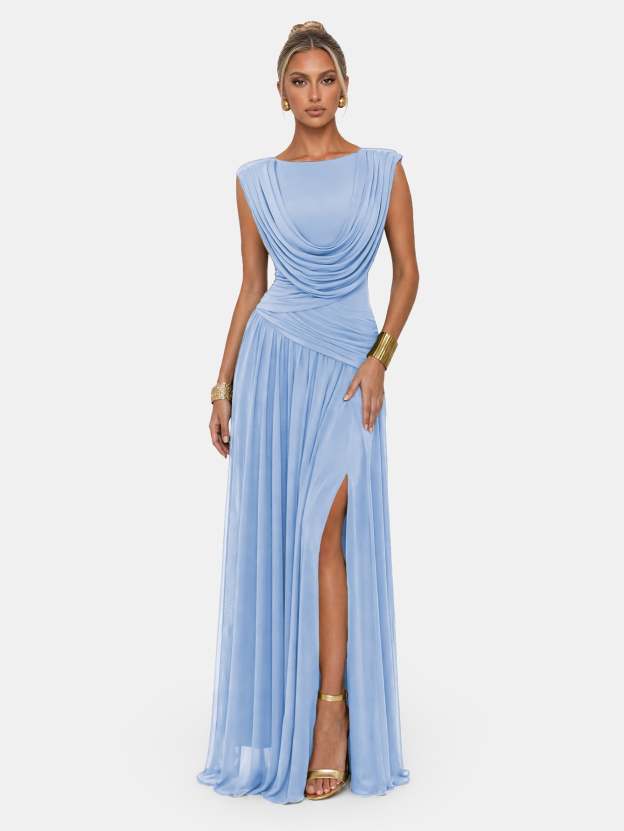 Novia Green Convertible Cowl Neck Maxi Dress