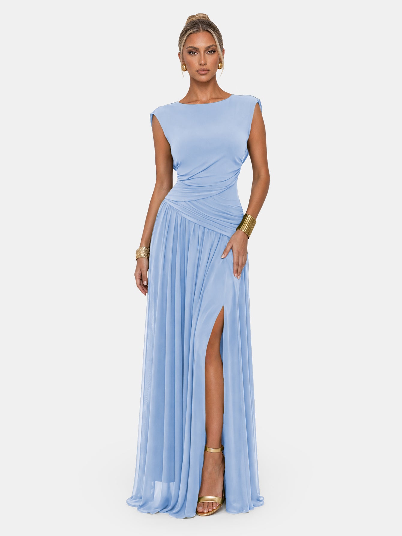 Novia Green Convertible Cowl Neck Maxi Dress