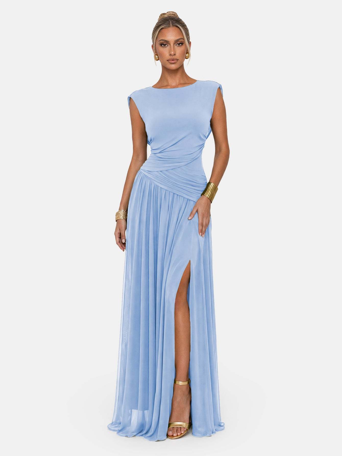 Novia Green Convertible Cowl Neck Maxi Dress