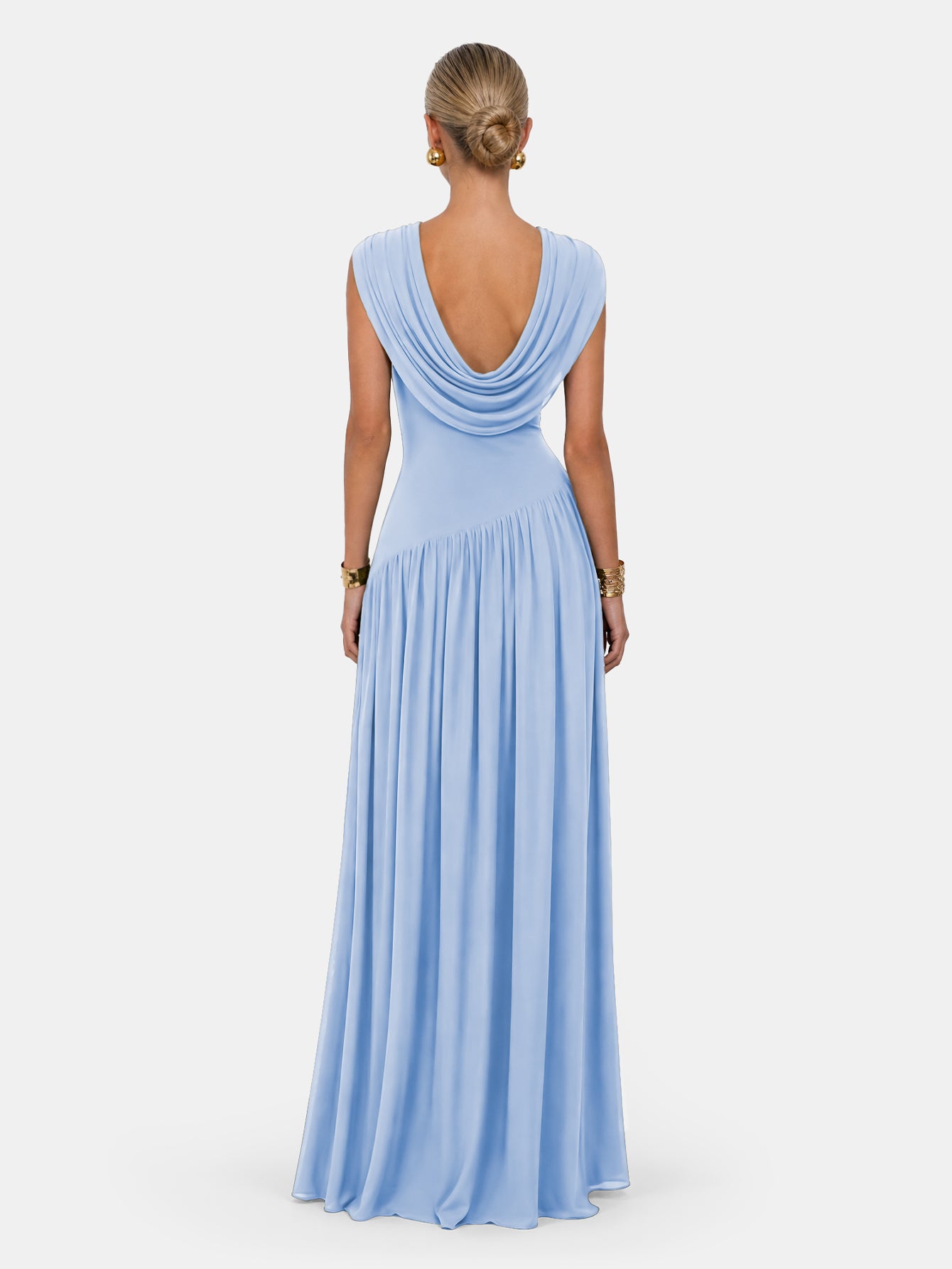 Novia Green Convertible Cowl Neck Maxi Dress