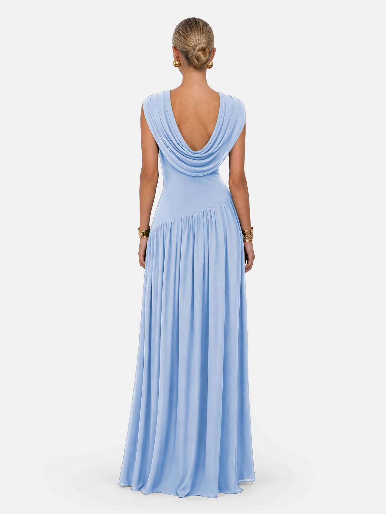 Novia Green Convertible Cowl Neck Maxi Dress