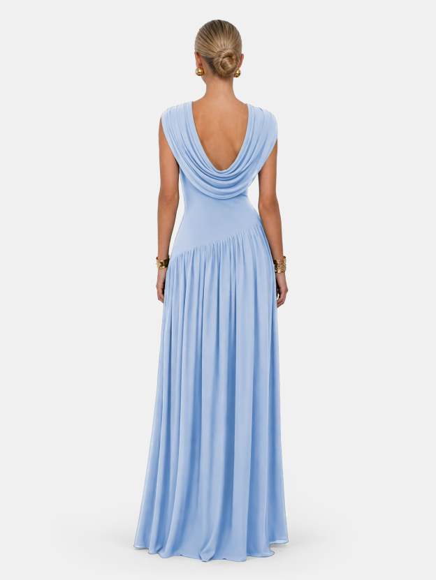 Novia Green Convertible Cowl Neck Maxi Dress