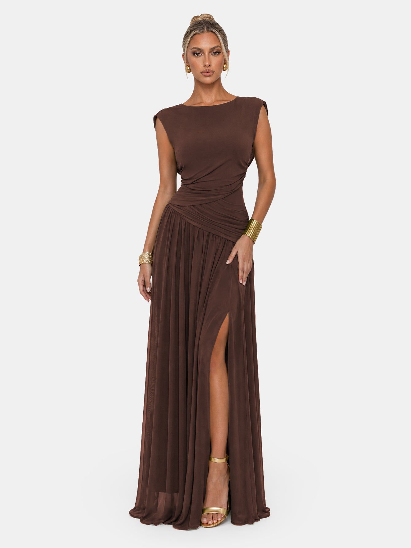 Novia Green Convertible Cowl Neck Maxi Dress