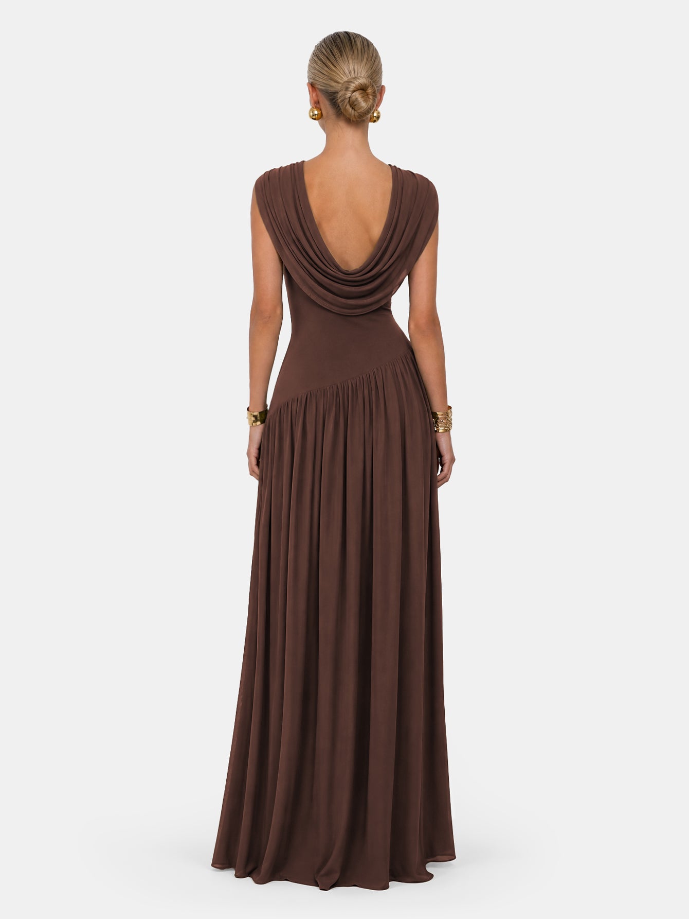Novia Green Convertible Cowl Neck Maxi Dress