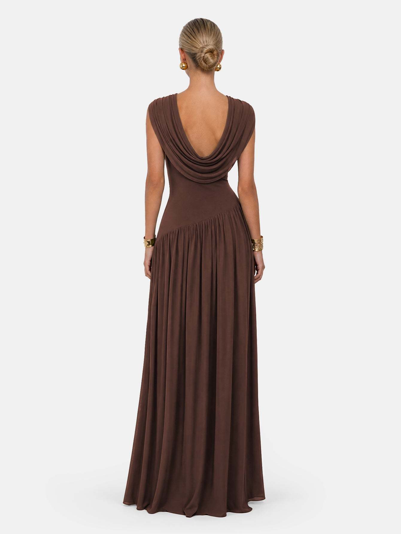 Novia Green Convertible Cowl Neck Maxi Dress