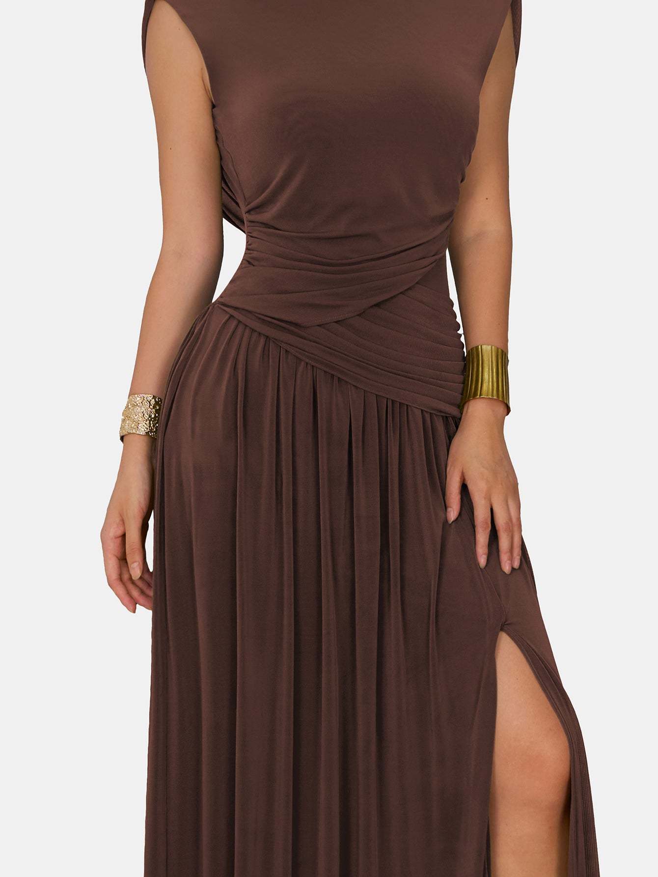 Novia Green Convertible Cowl Neck Maxi Dress