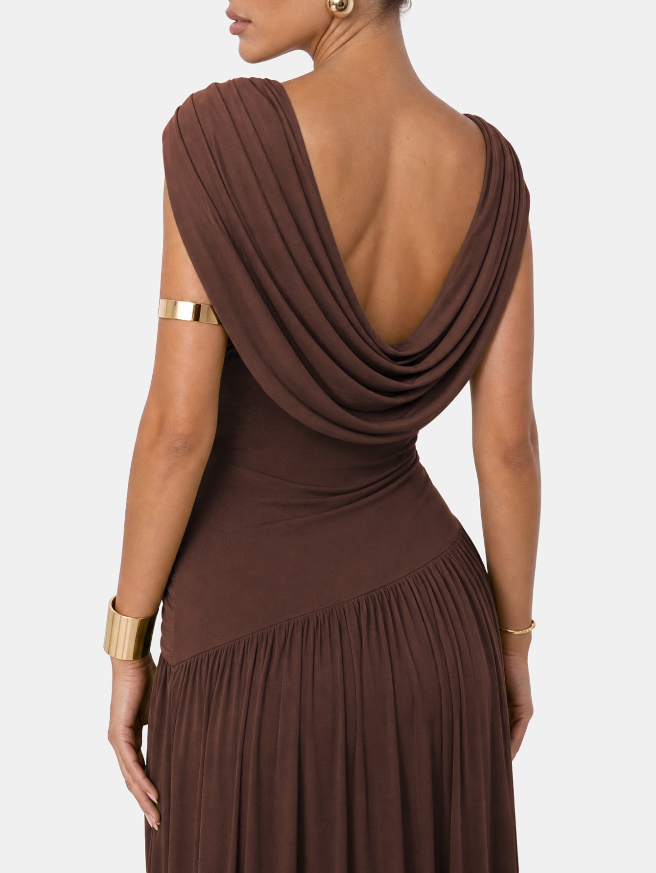 Novia Green Convertible Cowl Neck Maxi Dress