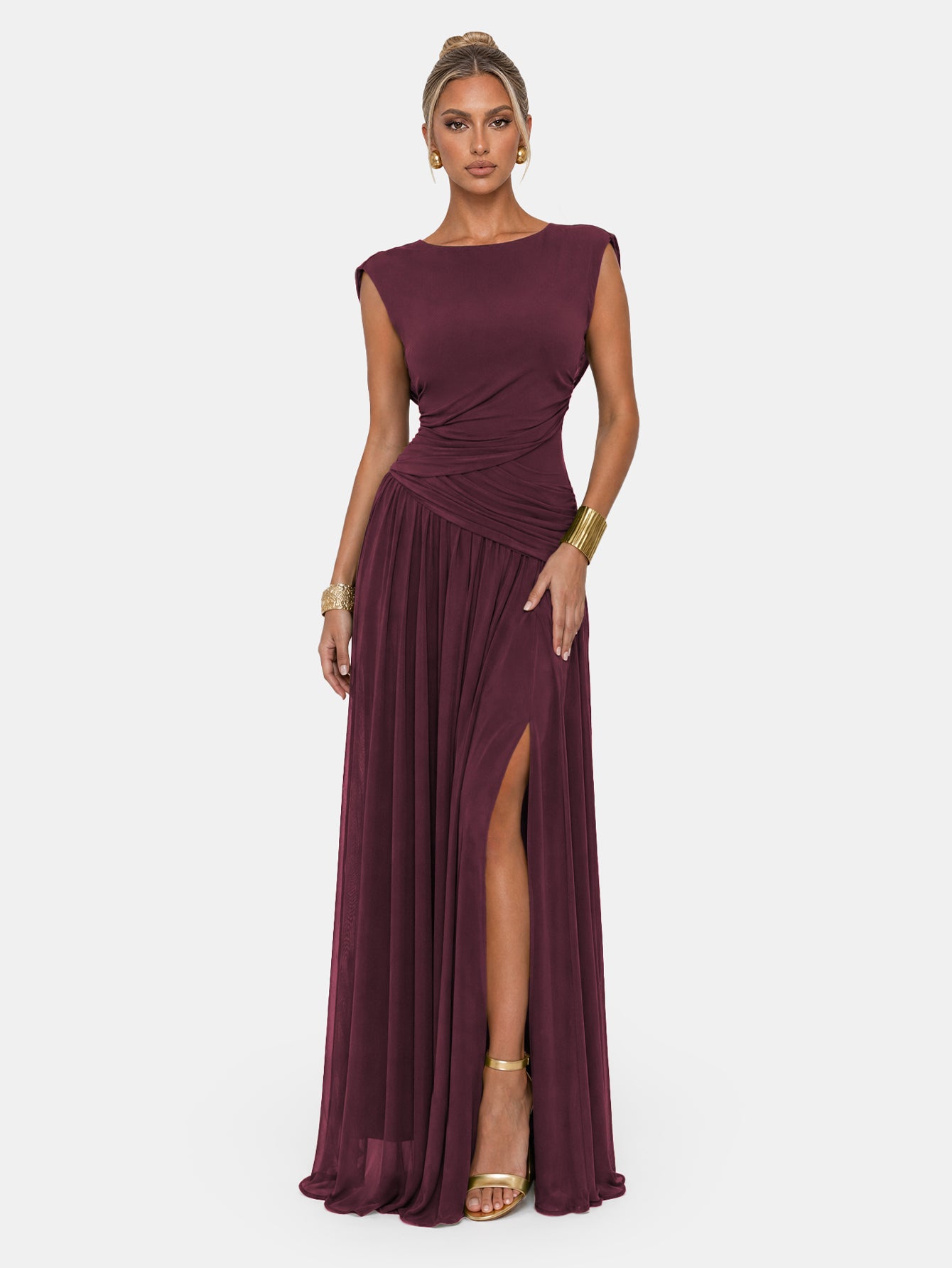 Novia Green Convertible Cowl Neck Maxi Dress