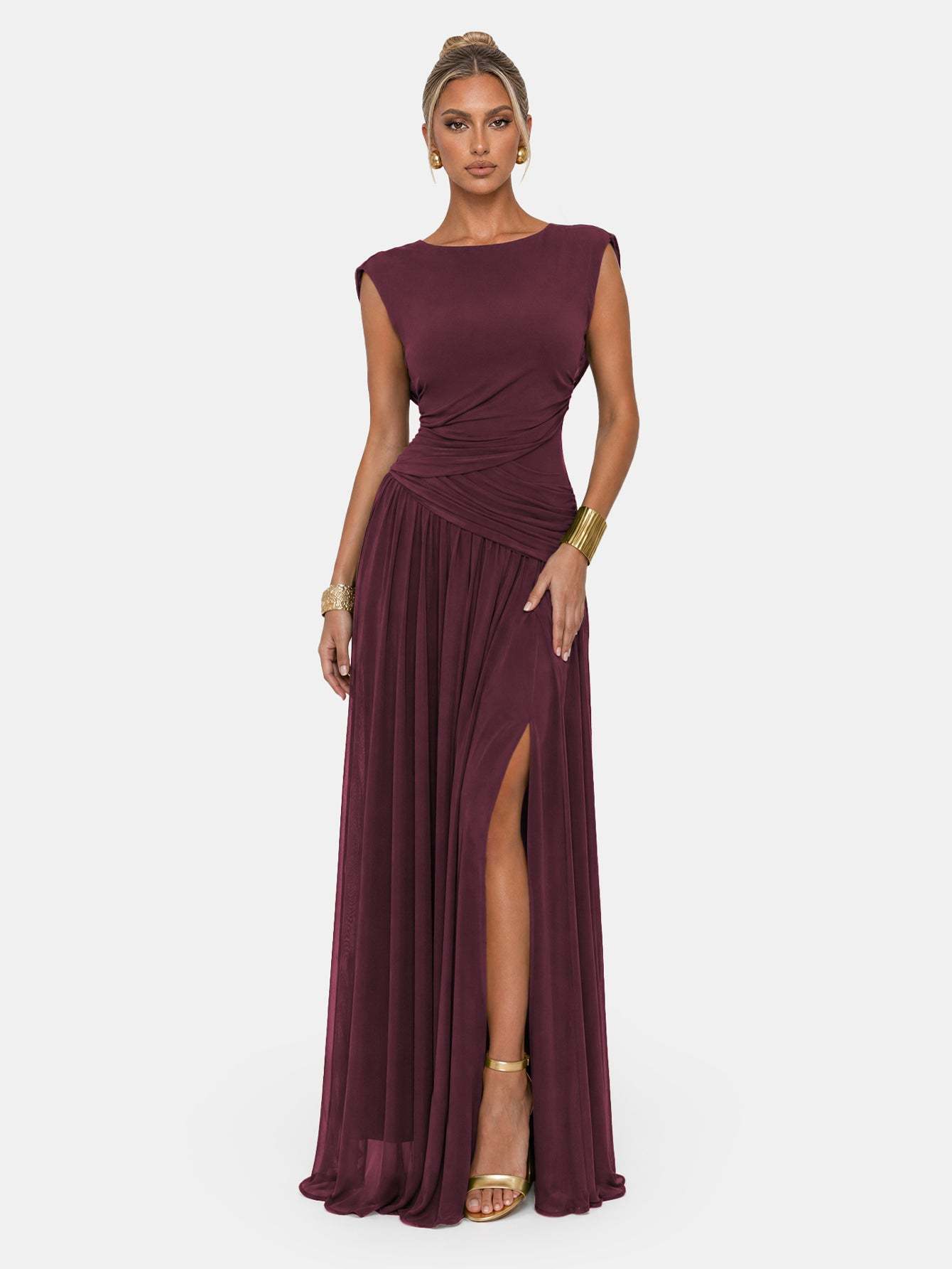 Novia Green Convertible Cowl Neck Maxi Dress
