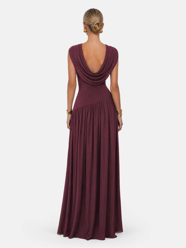 Novia Green Convertible Cowl Neck Maxi Dress
