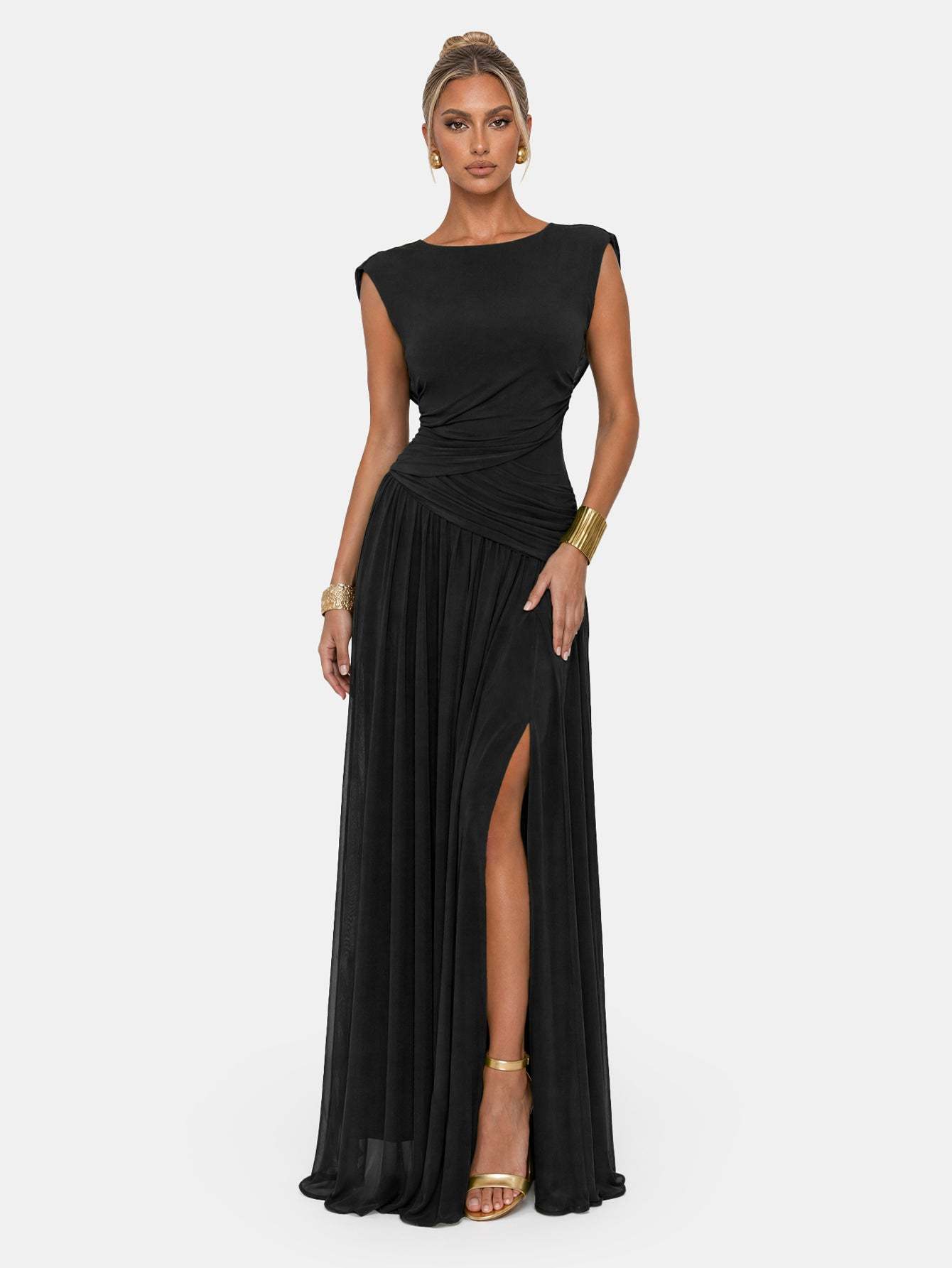 Novia Green Convertible Cowl Neck Maxi Dress