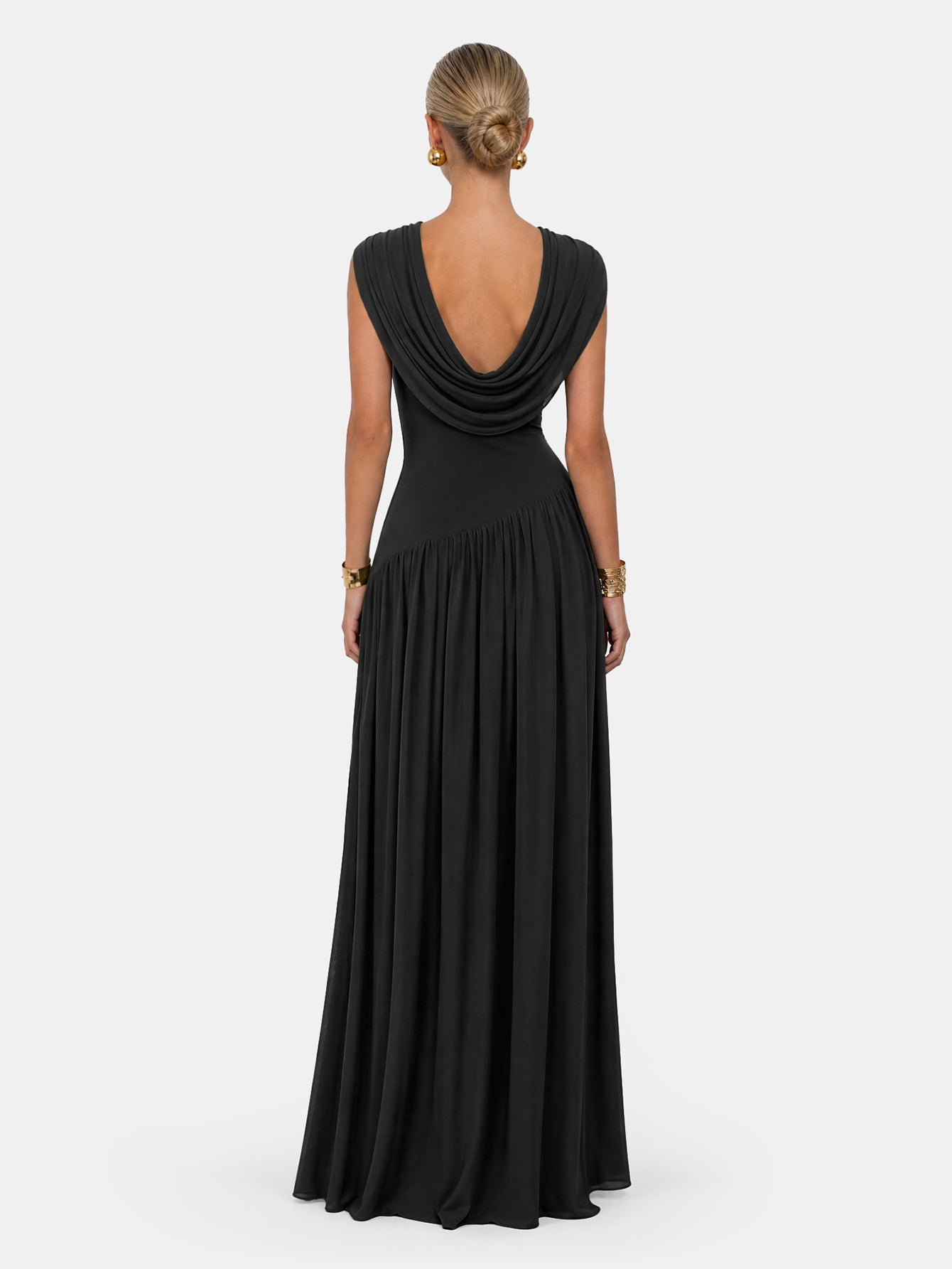 Novia Green Convertible Cowl Neck Maxi Dress