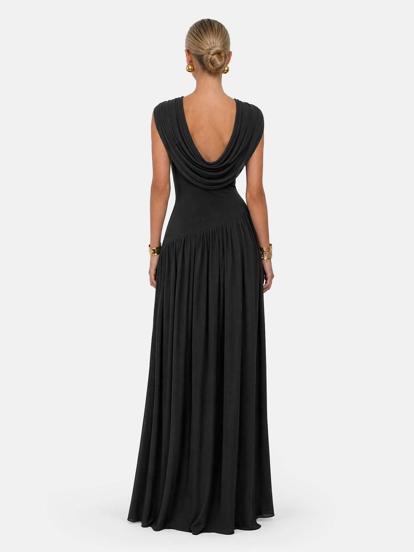 Novia Green Convertible Cowl Neck Maxi Dress