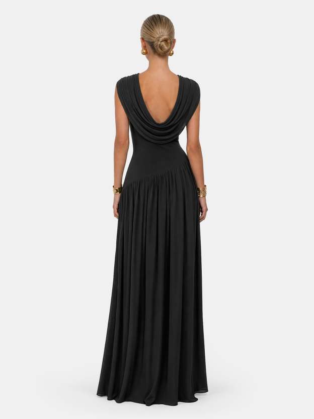 Novia Green Convertible Cowl Neck Maxi Dress