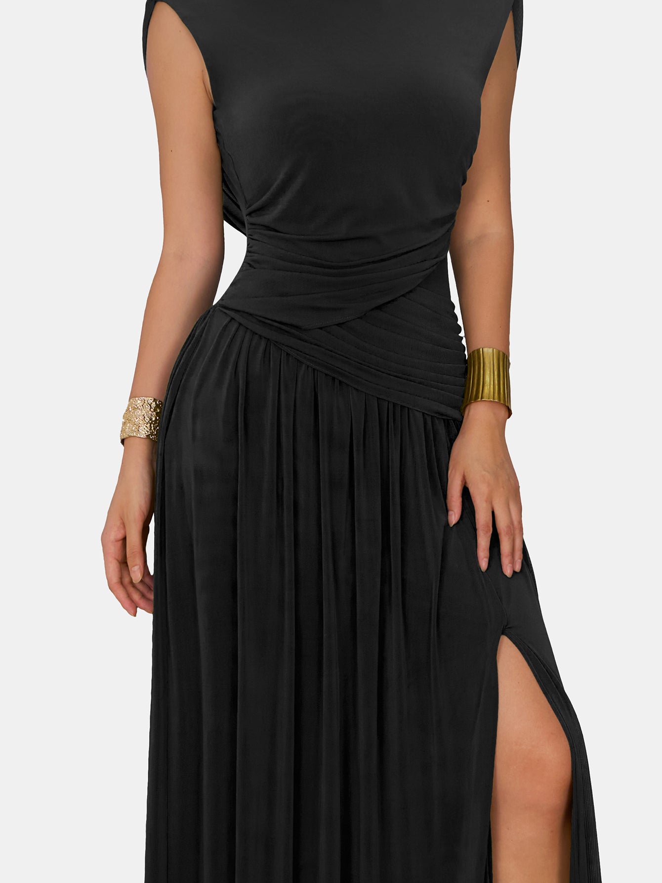 Novia Green Convertible Cowl Neck Maxi Dress