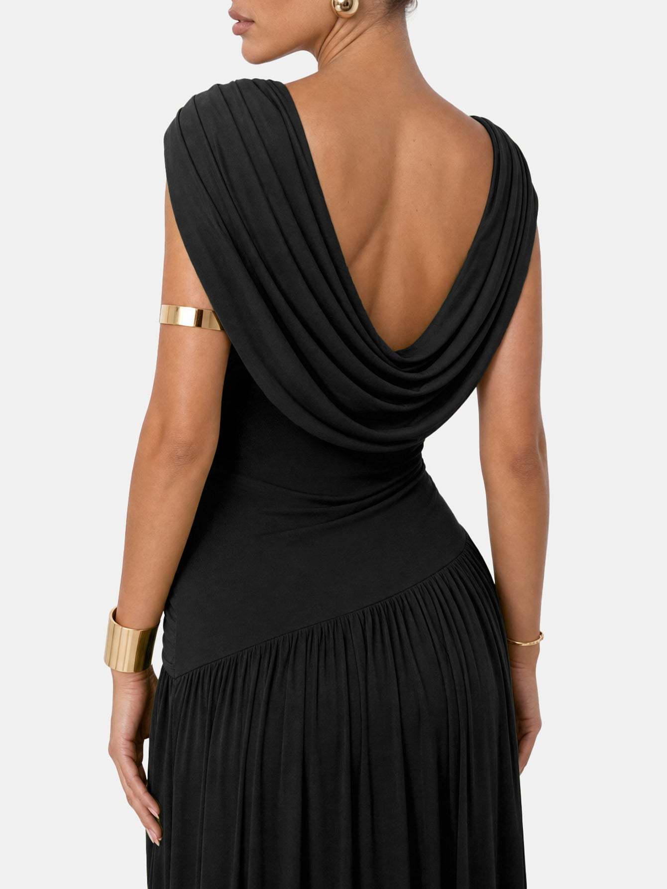 Novia Green Convertible Cowl Neck Maxi Dress