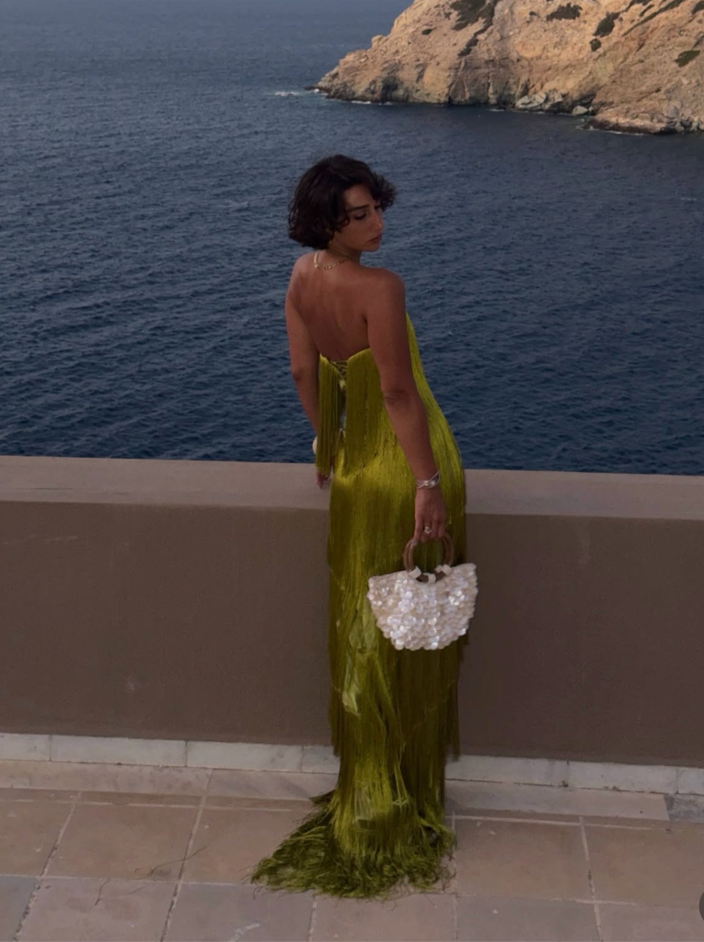 Darlene Green Tassel Tiered Maxi Dress