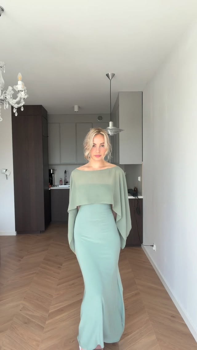 Eileen Green Cape Maxi Dress