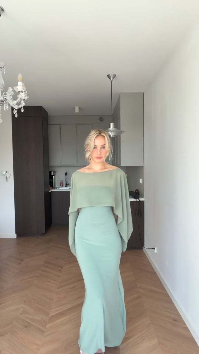 Eileen Green Cape Maxi Dress