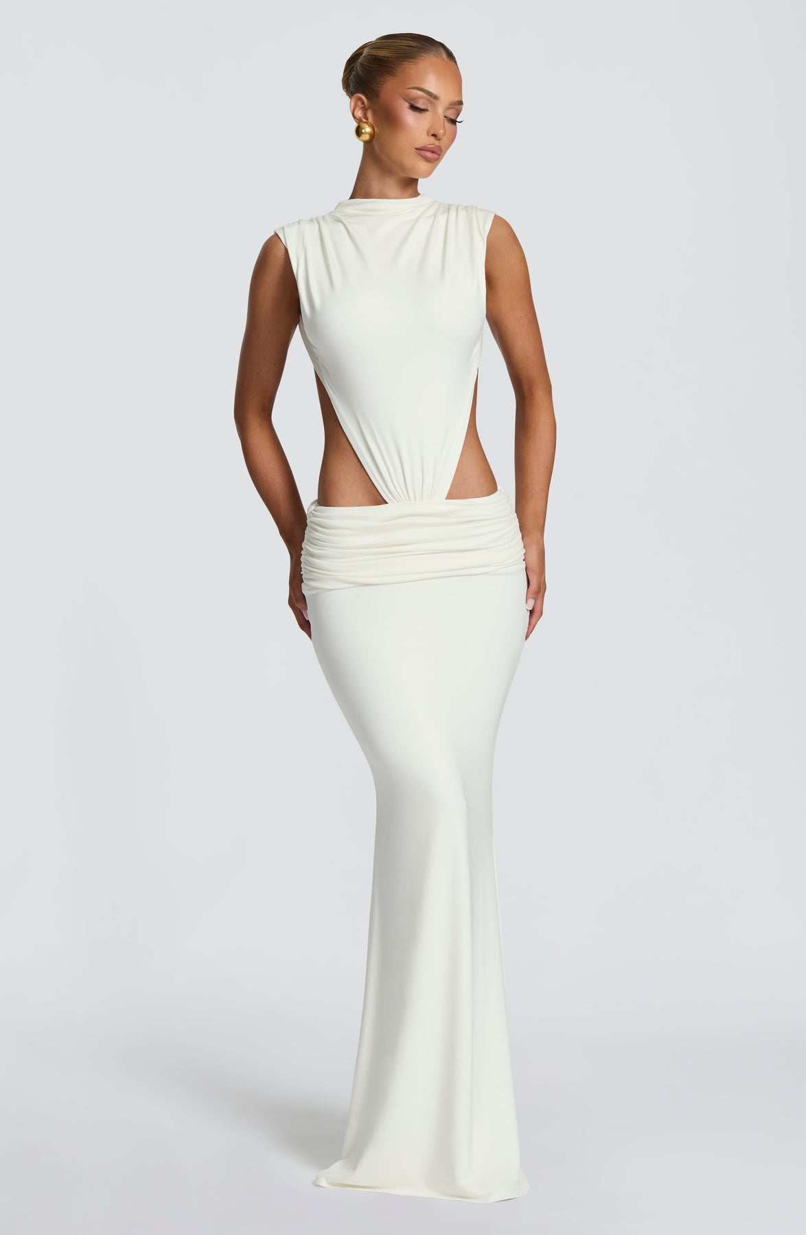 Ingrid White Cut-out Slim Maxi Dress