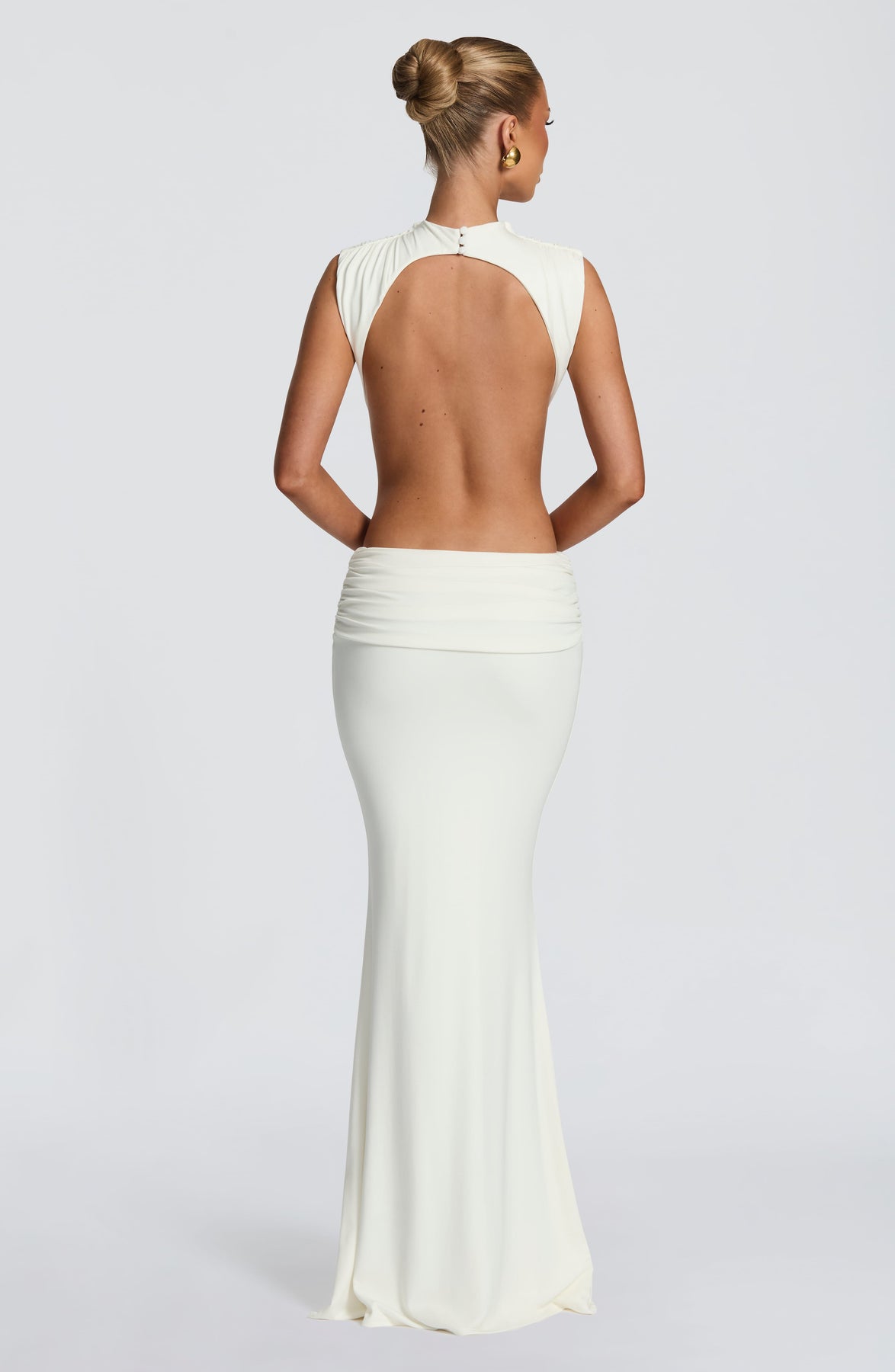 Ingrid White Cut-out Slim Maxi Dress