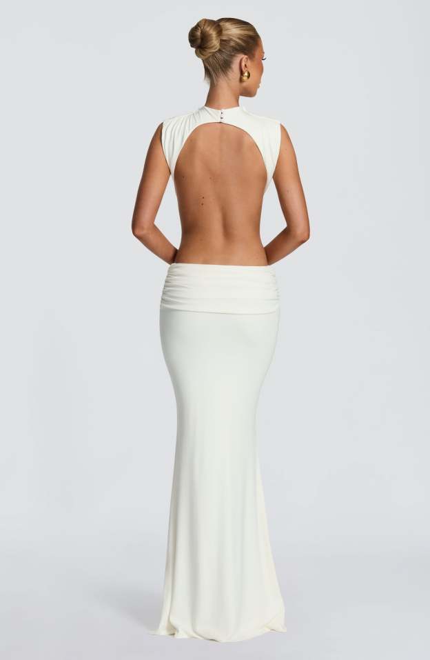Ingrid White Cut-out Slim Maxi Dress