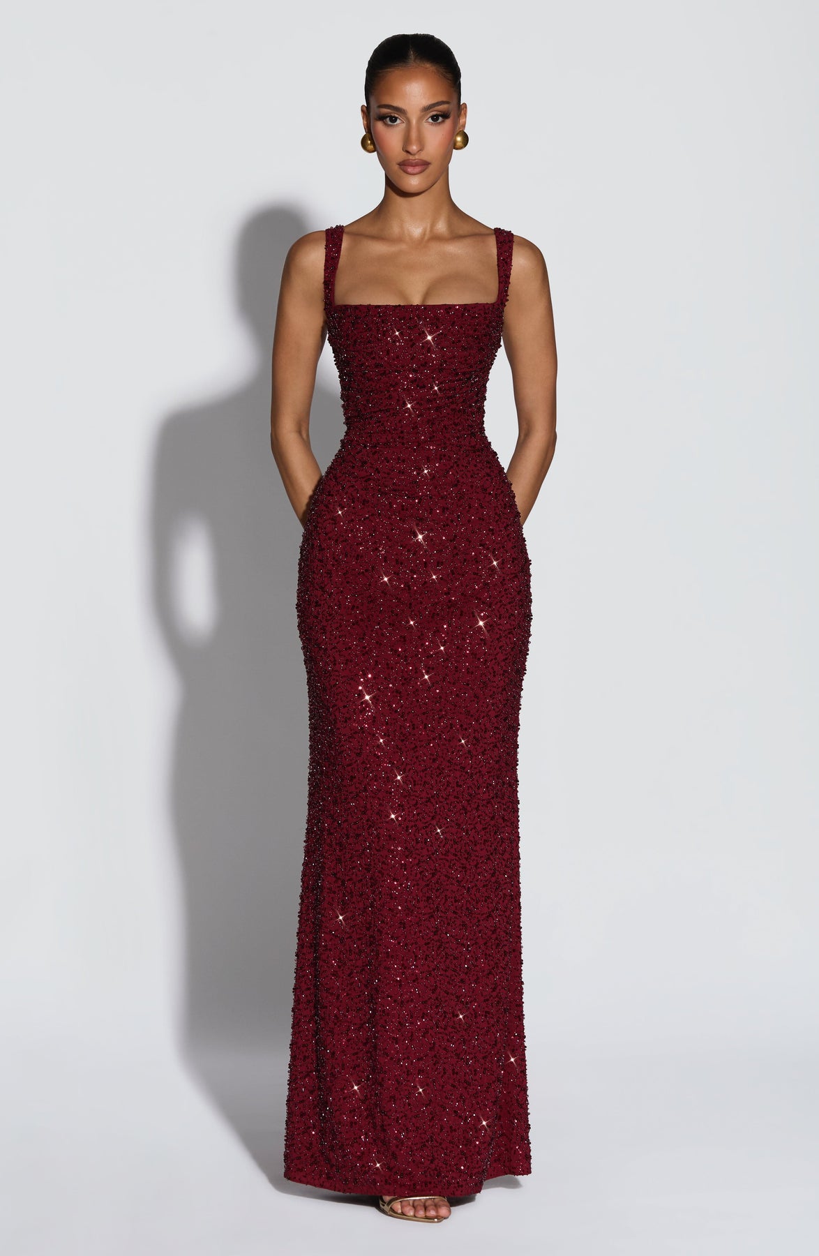 Irma Burgundy Sleeveless Maxi Dress