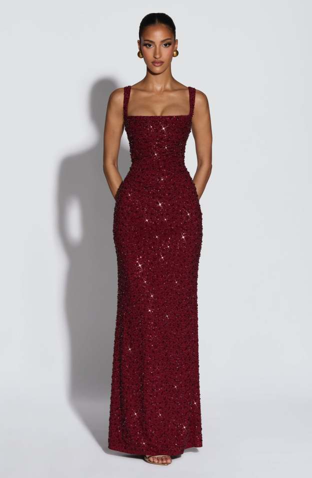 Irma Burgundy Sleeveless Maxi Dress