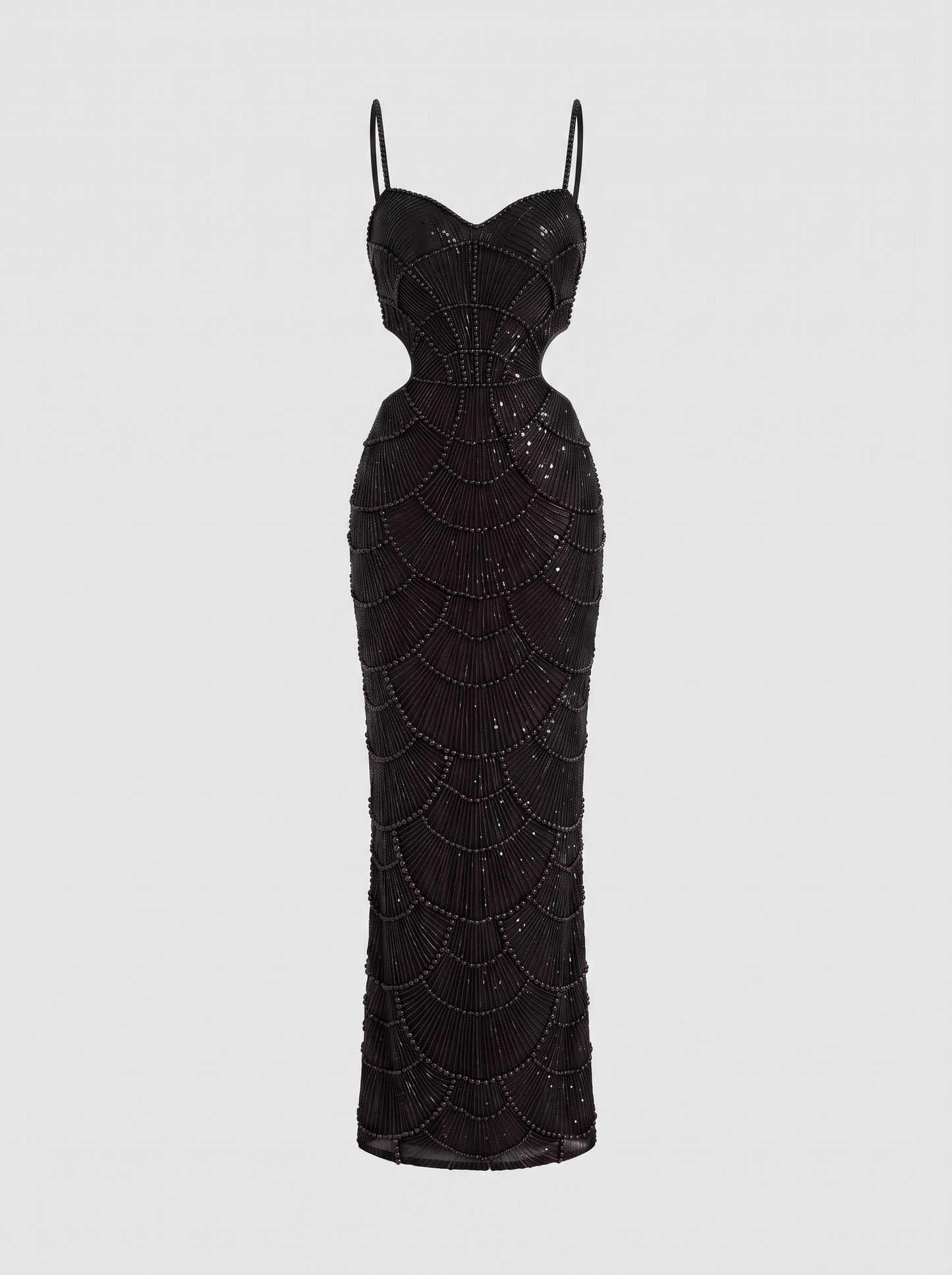 Audrey Black Pearl Sequin Midi Dress