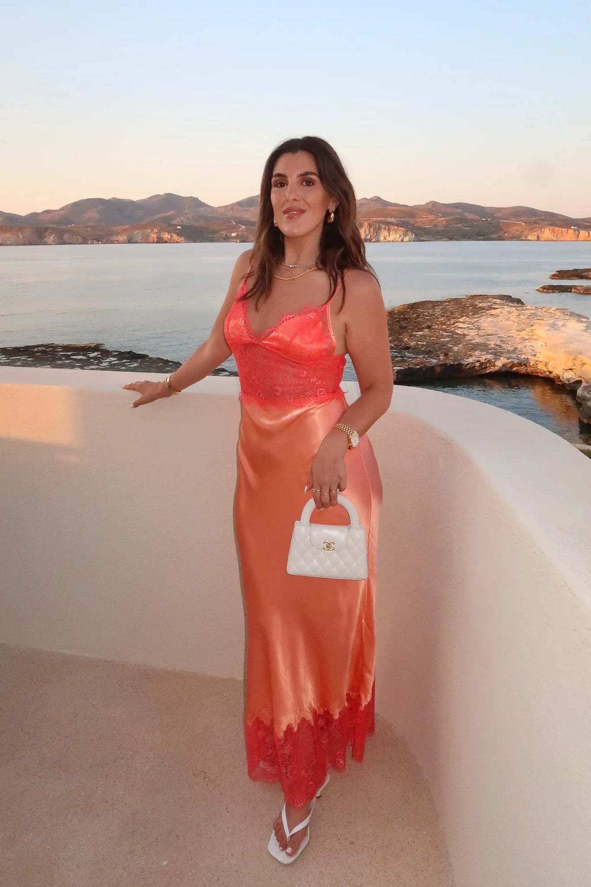 Orange Silky Sheen Lilah Maxi Dress