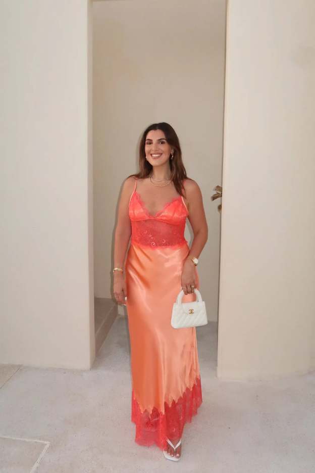 Orange Silky Sheen Lilah Maxi Dress
