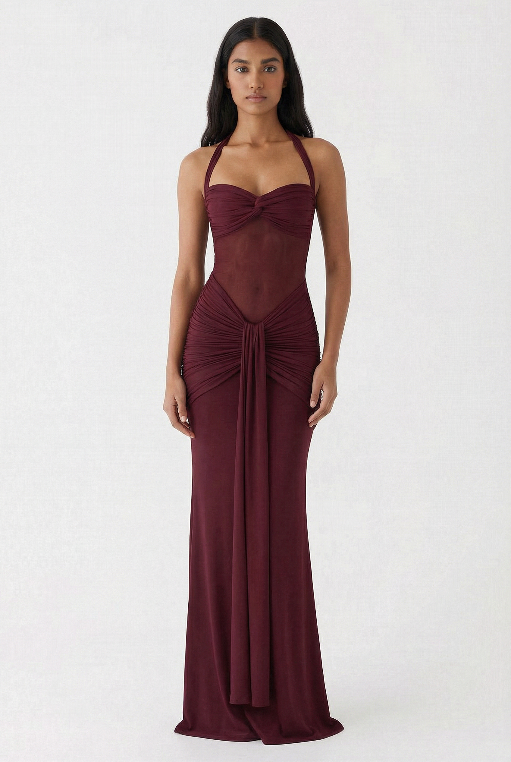 Elegant Bella Maxi Dress - Burgundy