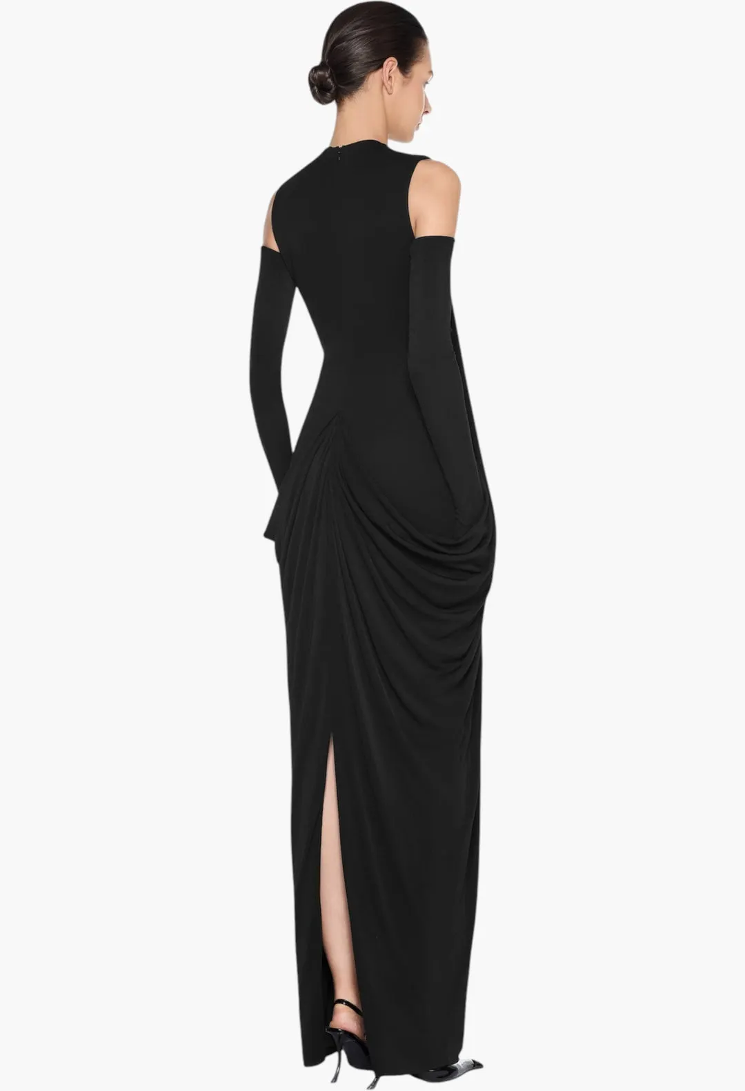 Aouine Solid-Color Sleeveless Flowy Pleated Maxi Dress