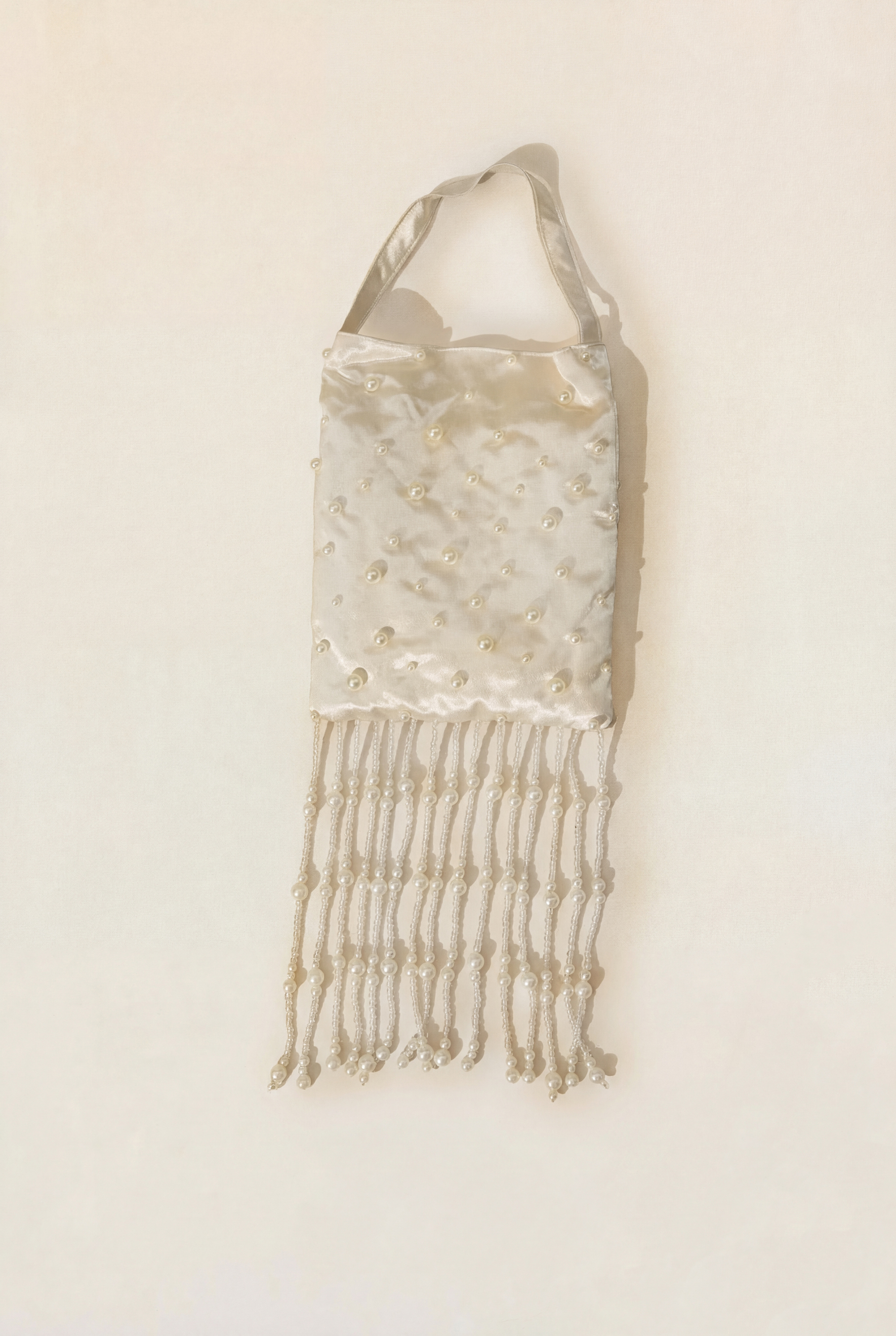 Pearl Fringe Satin Evening Bag