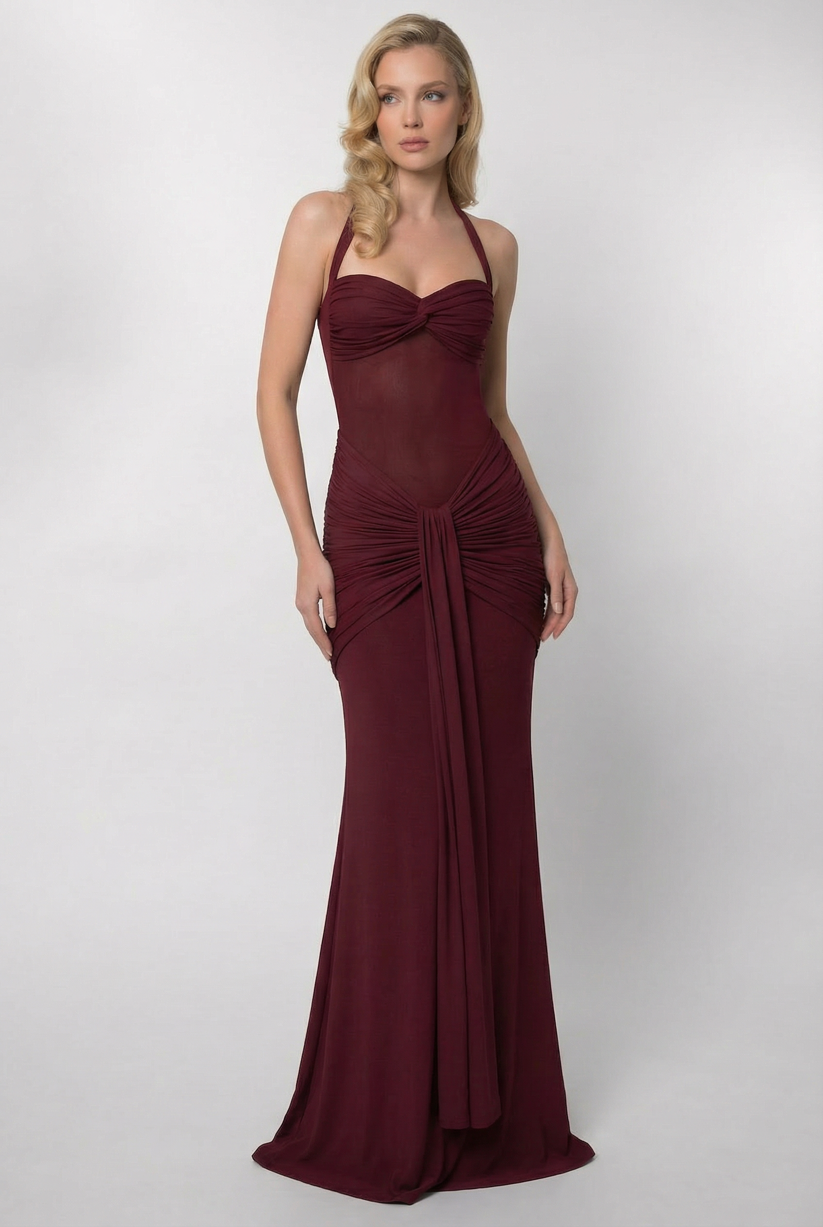 Elegant Bella Maxi Dress - Burgundy