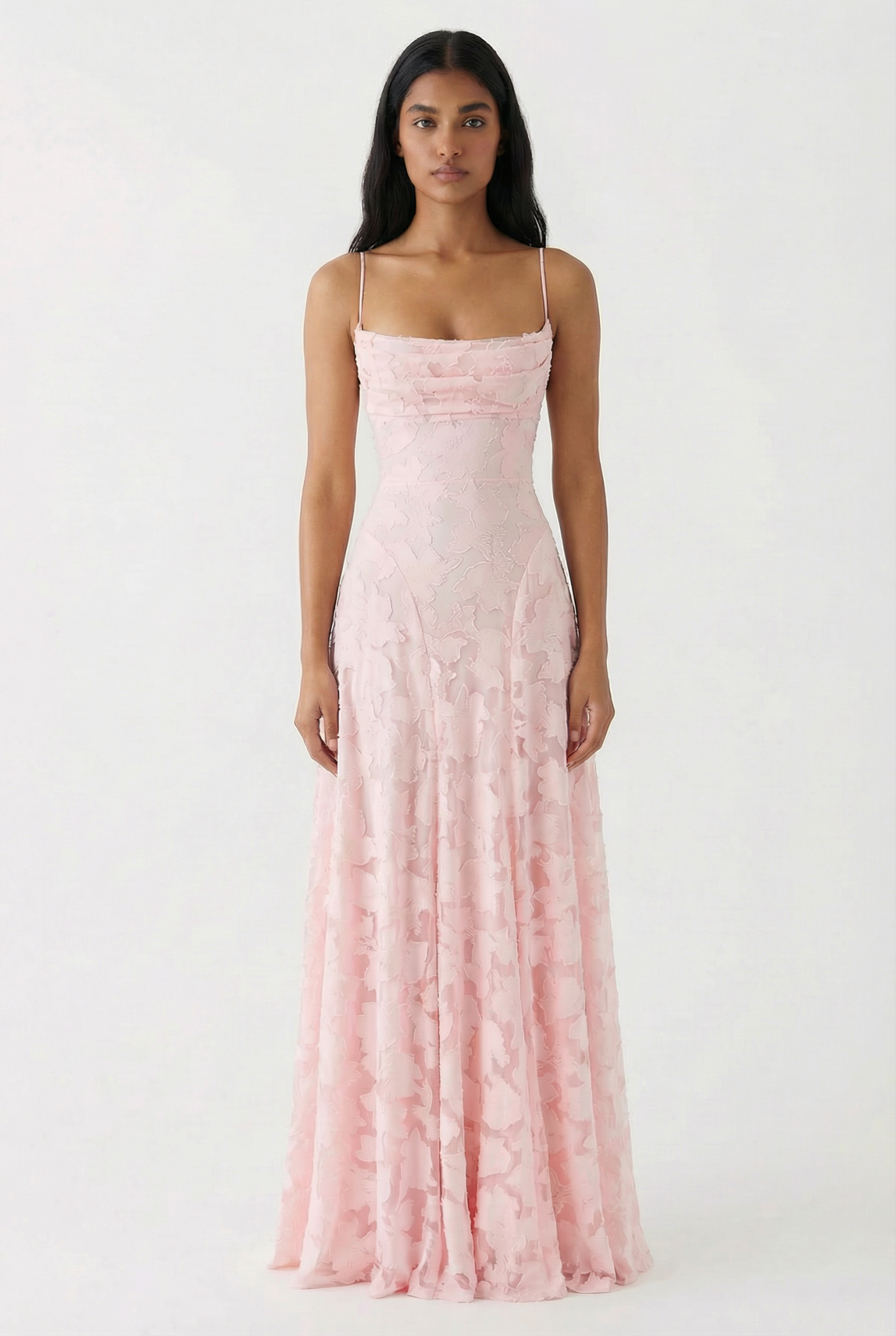 Burnout Jacquard Maxi Dress - Pink