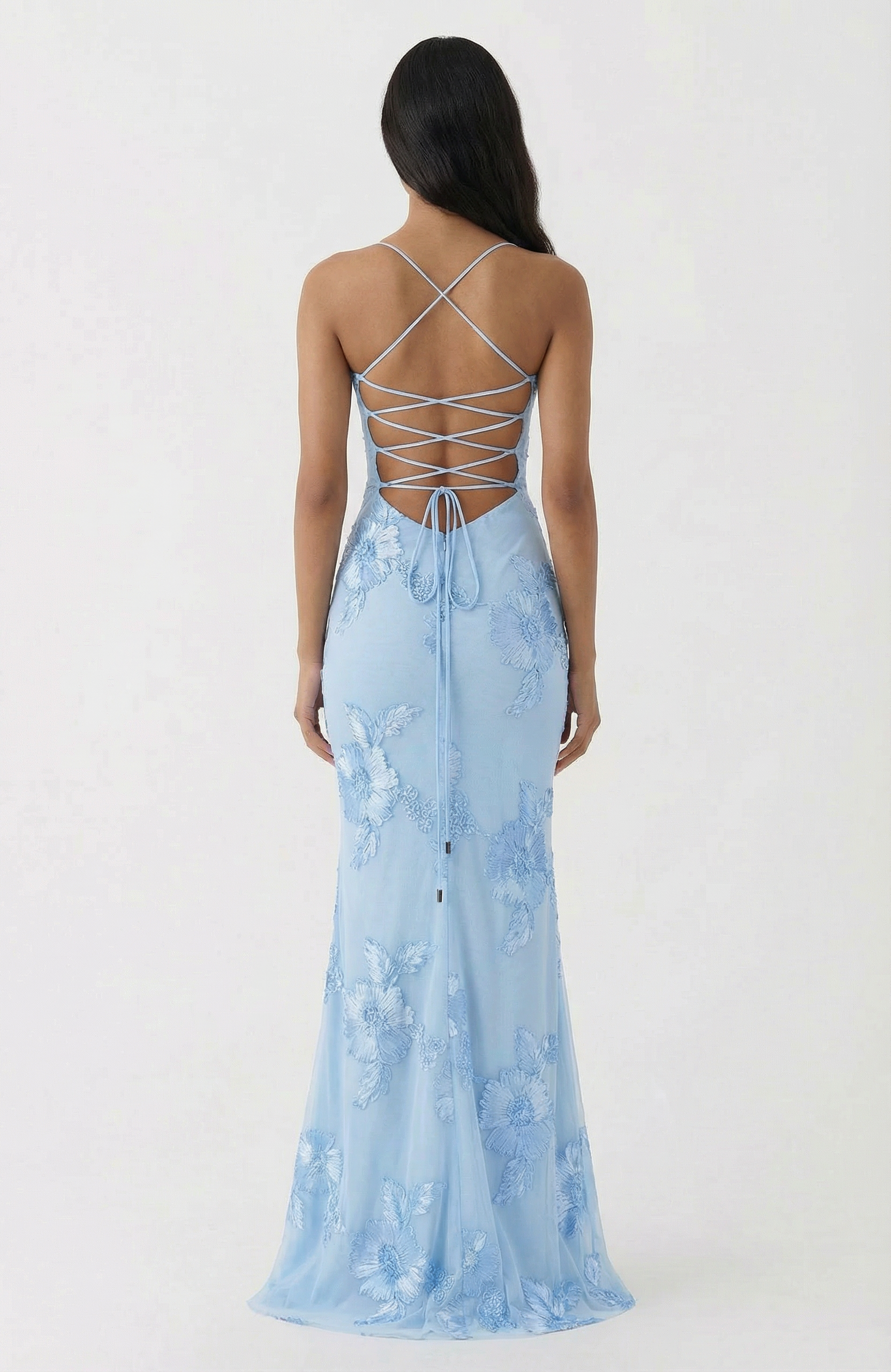 Nefertiti Magic Flower Detail Maxi Dress - Glacier Blue