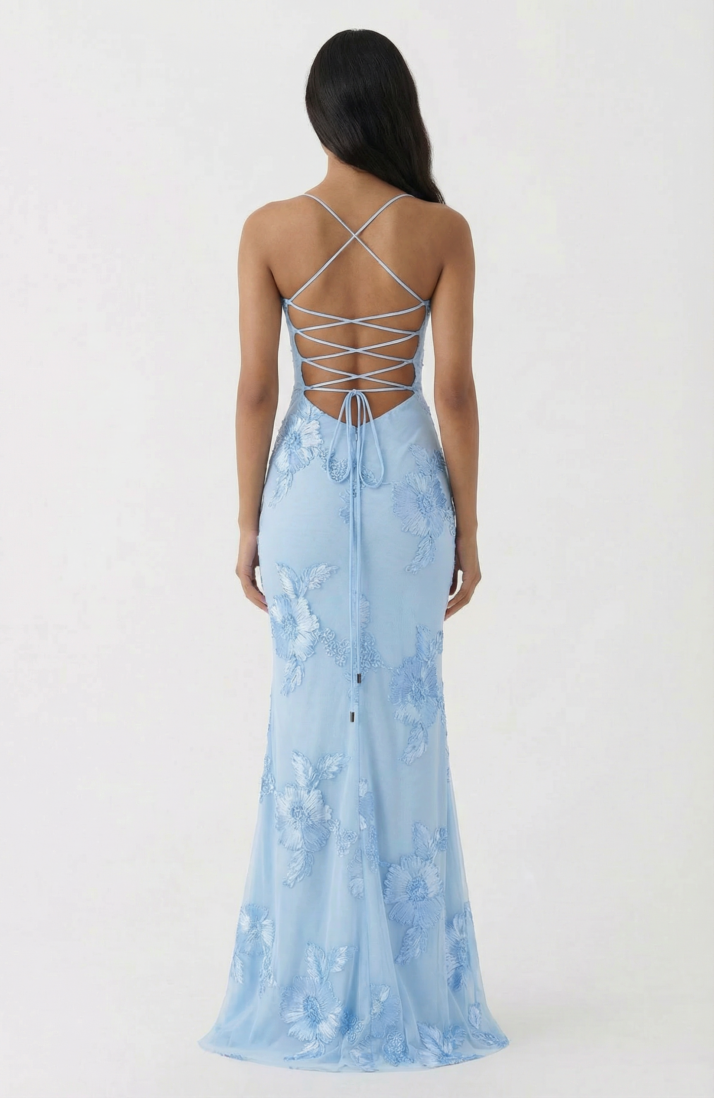 Nefertiti Magic Flower Detail Maxi Dress - Glacier Blue