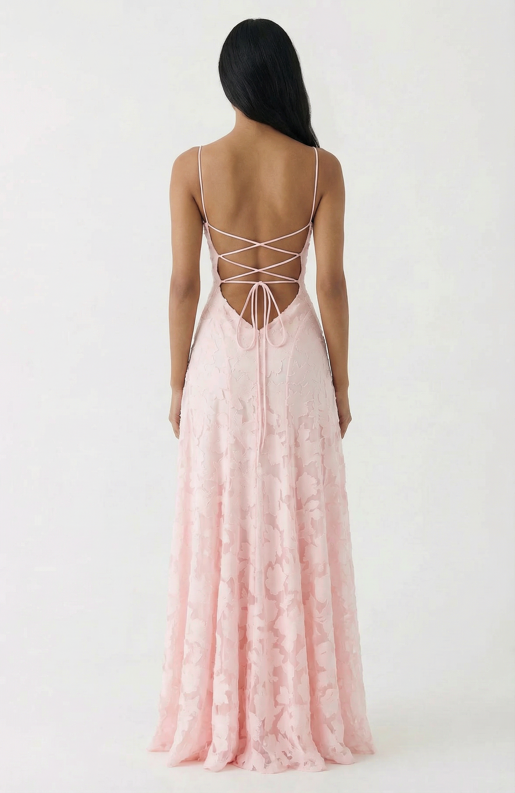 Burnout Jacquard Maxi Dress - Pink