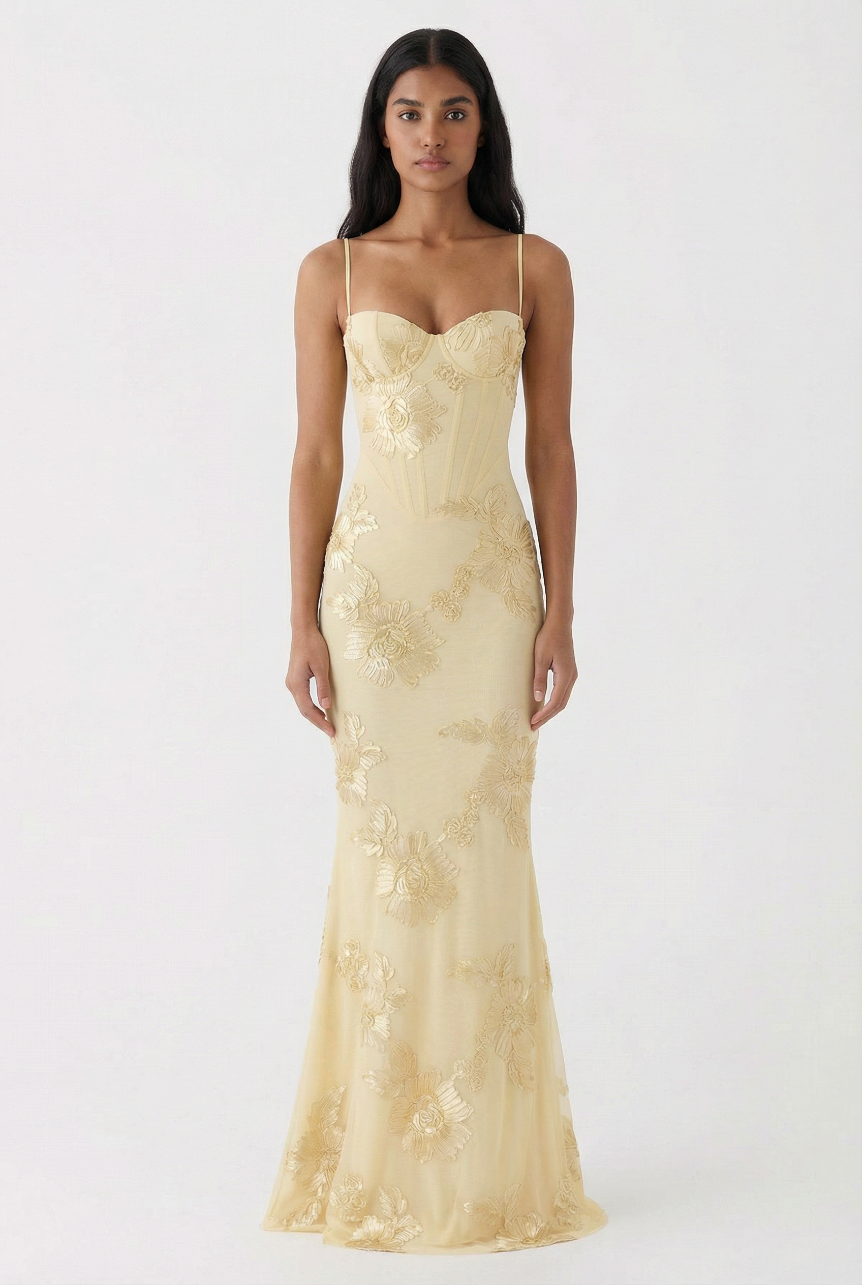 Nefertiti Magic Flower Detail Maxi Dress - Yellow