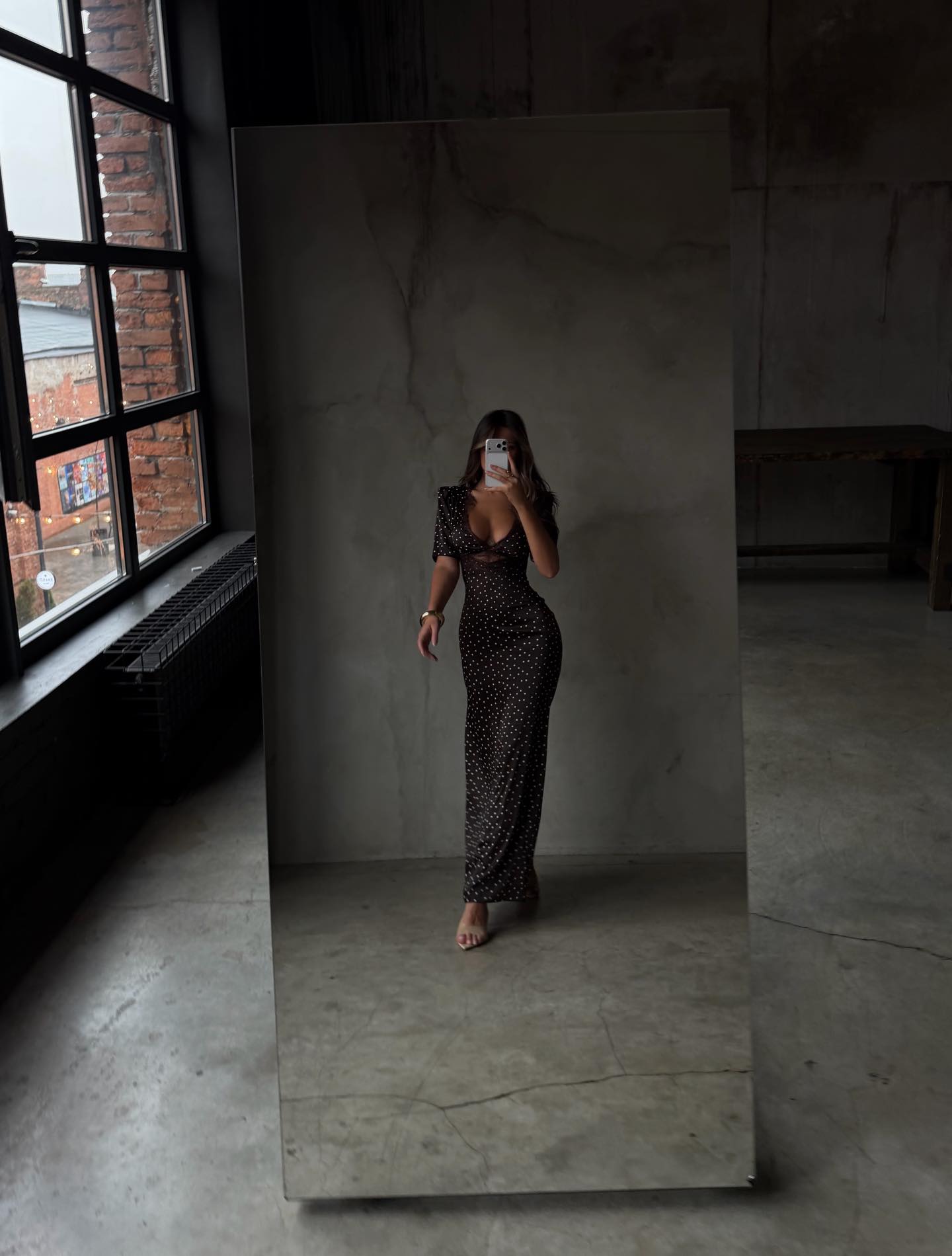 Chic Lace Polka Dot Short-Sleeved Maxi Dress