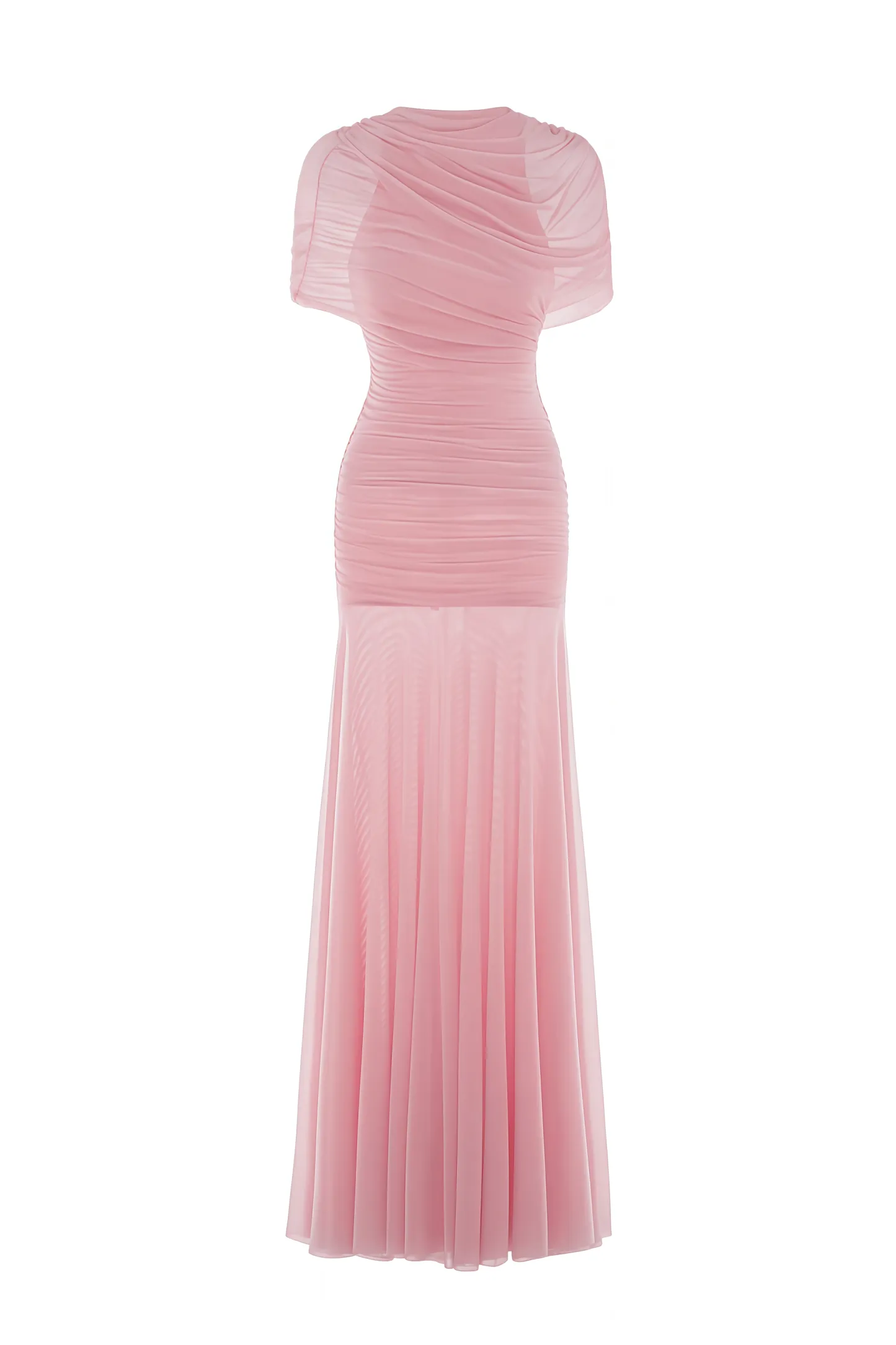 Grace Pink Mesh Ruched Maxi Dress