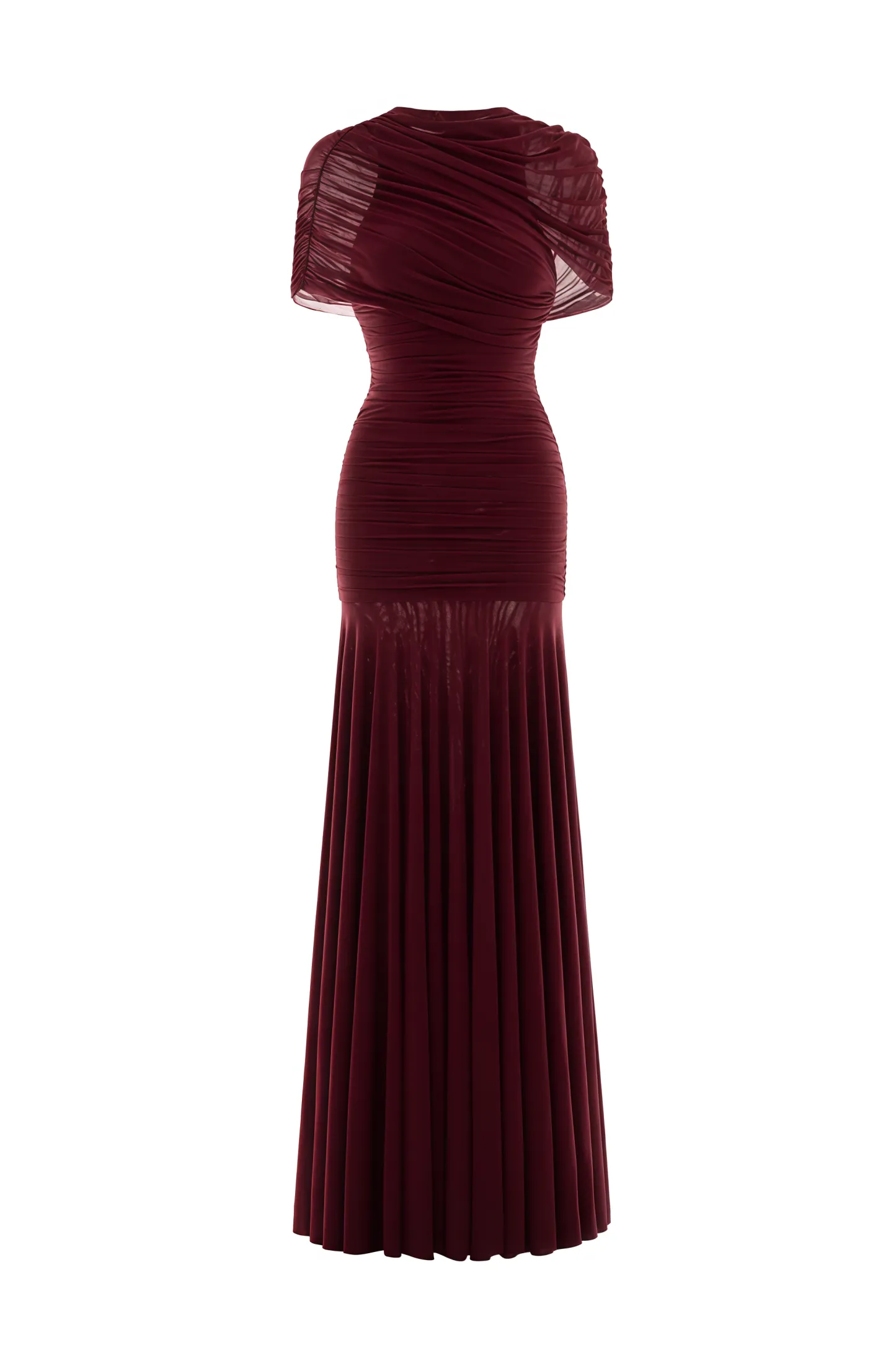 Grace Red Mesh Ruched Maxi Dress