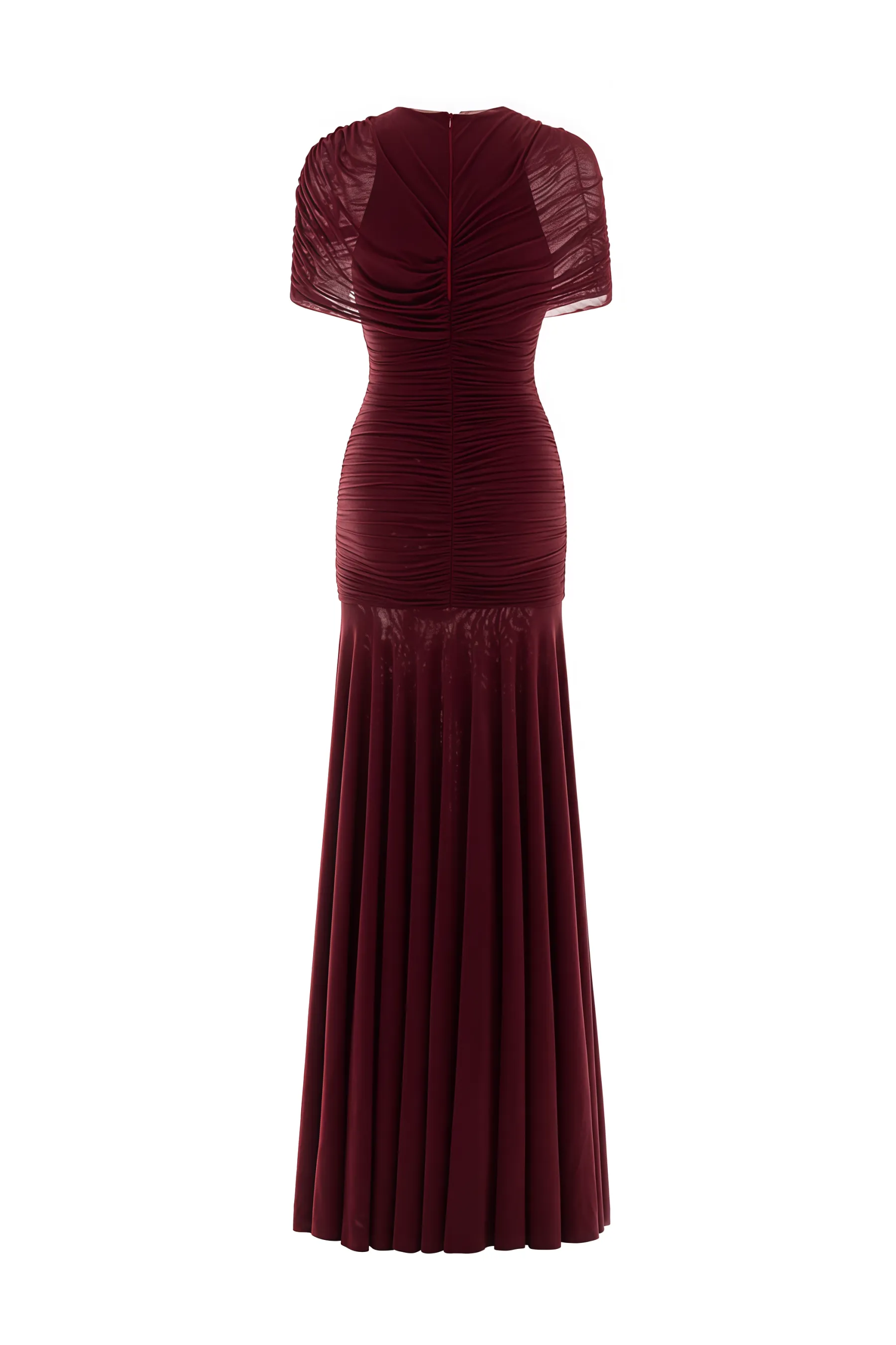 Grace Red Mesh Ruched Maxi Dress