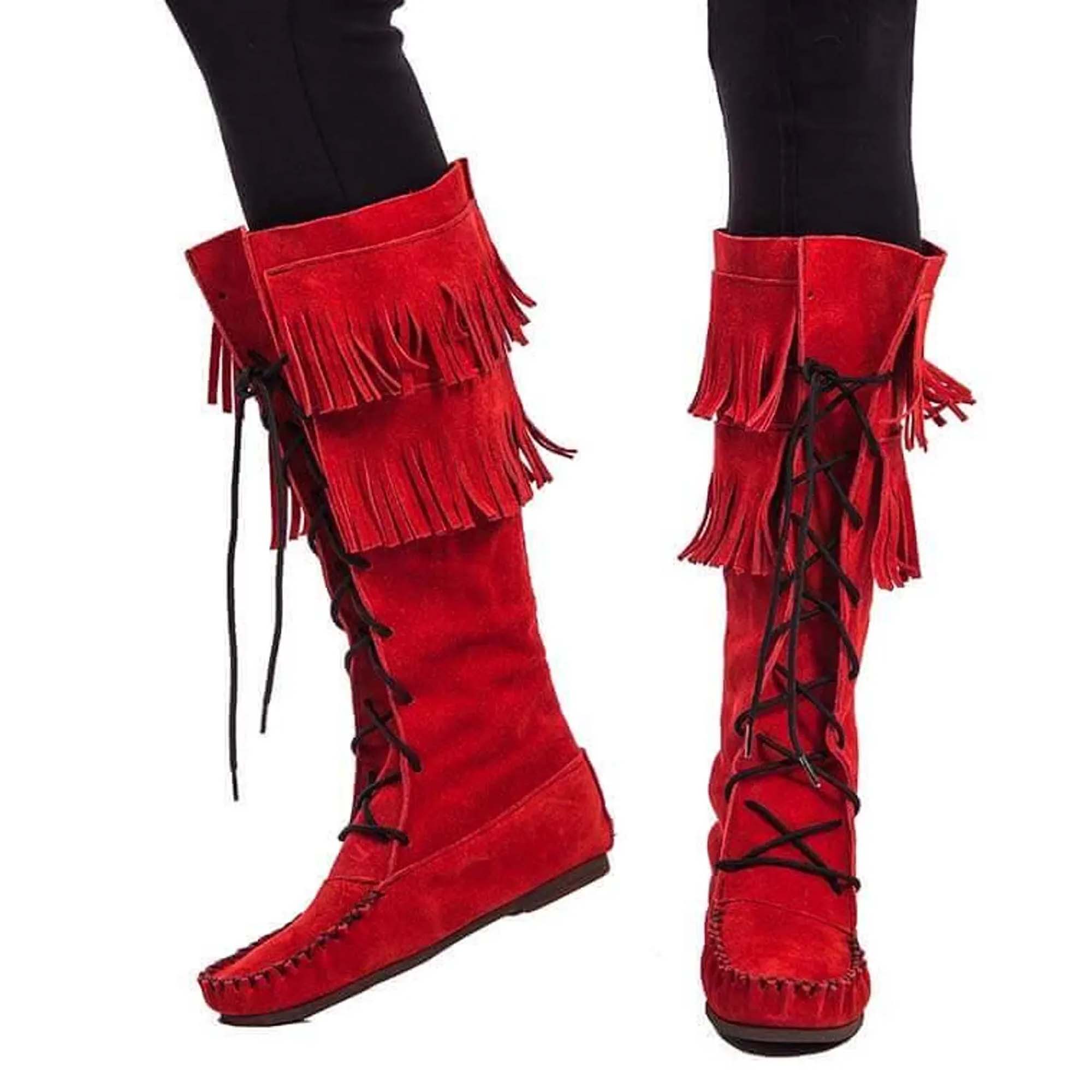 Fringed Red Boots Ci13