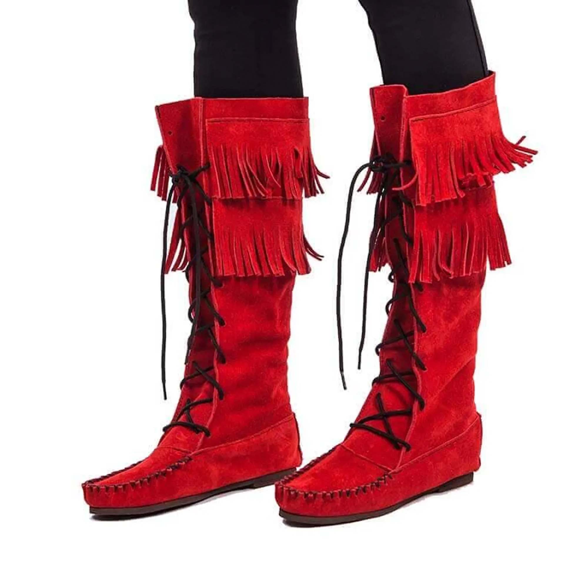 Fringed Red Boots Ci13